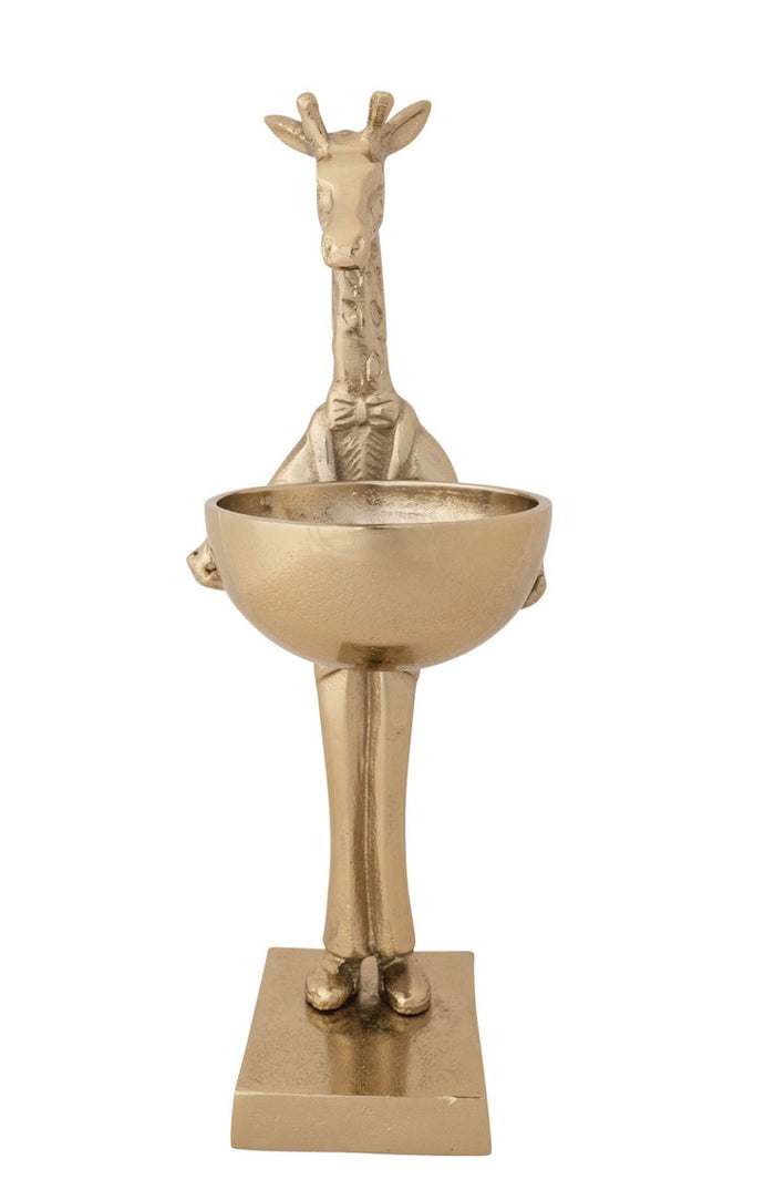 Cast Aluminum Giraffe Bowl, Gold Finish