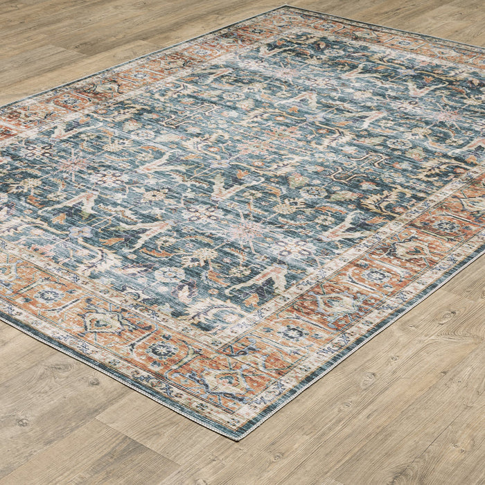 Charleston Blue Washable Rug