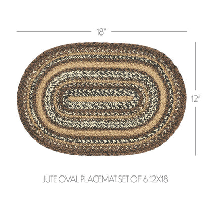 Chestnut Braided Oval Placemats - Set of 6