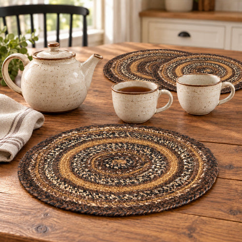 Chestnut Braided Trivet 15" Set of 3
