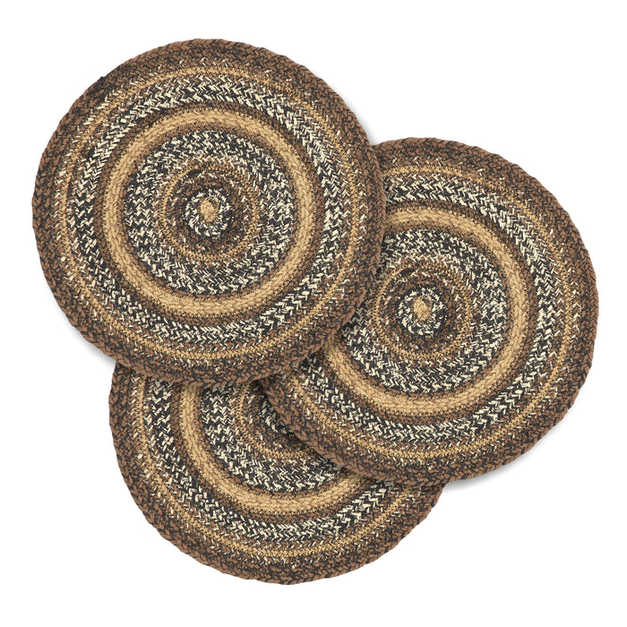 Chestnut Braided Trivet 15" Set of 3