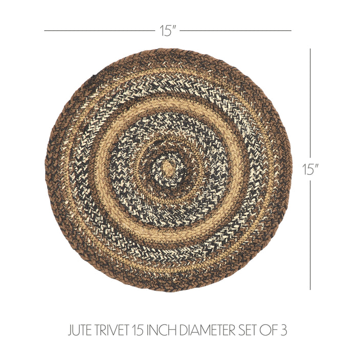 Chestnut Braided Trivet 15" Set of 3