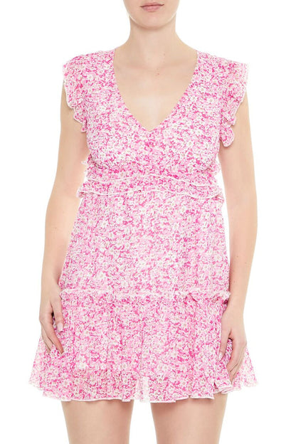 Chiffon Floral Print Mini Dress