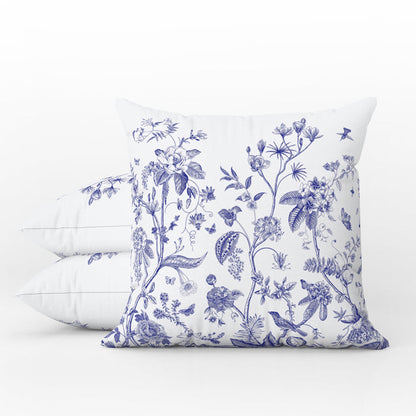 Chinoiserie Fresco Outdoor Pillows Blue & White Floral