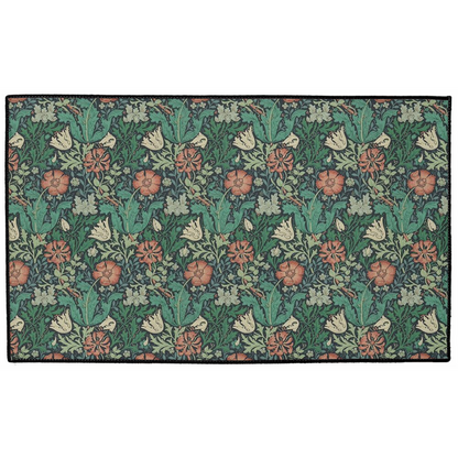 Compton Indoor/Outdoor Floor Mat William Morris Indigo Russet Green