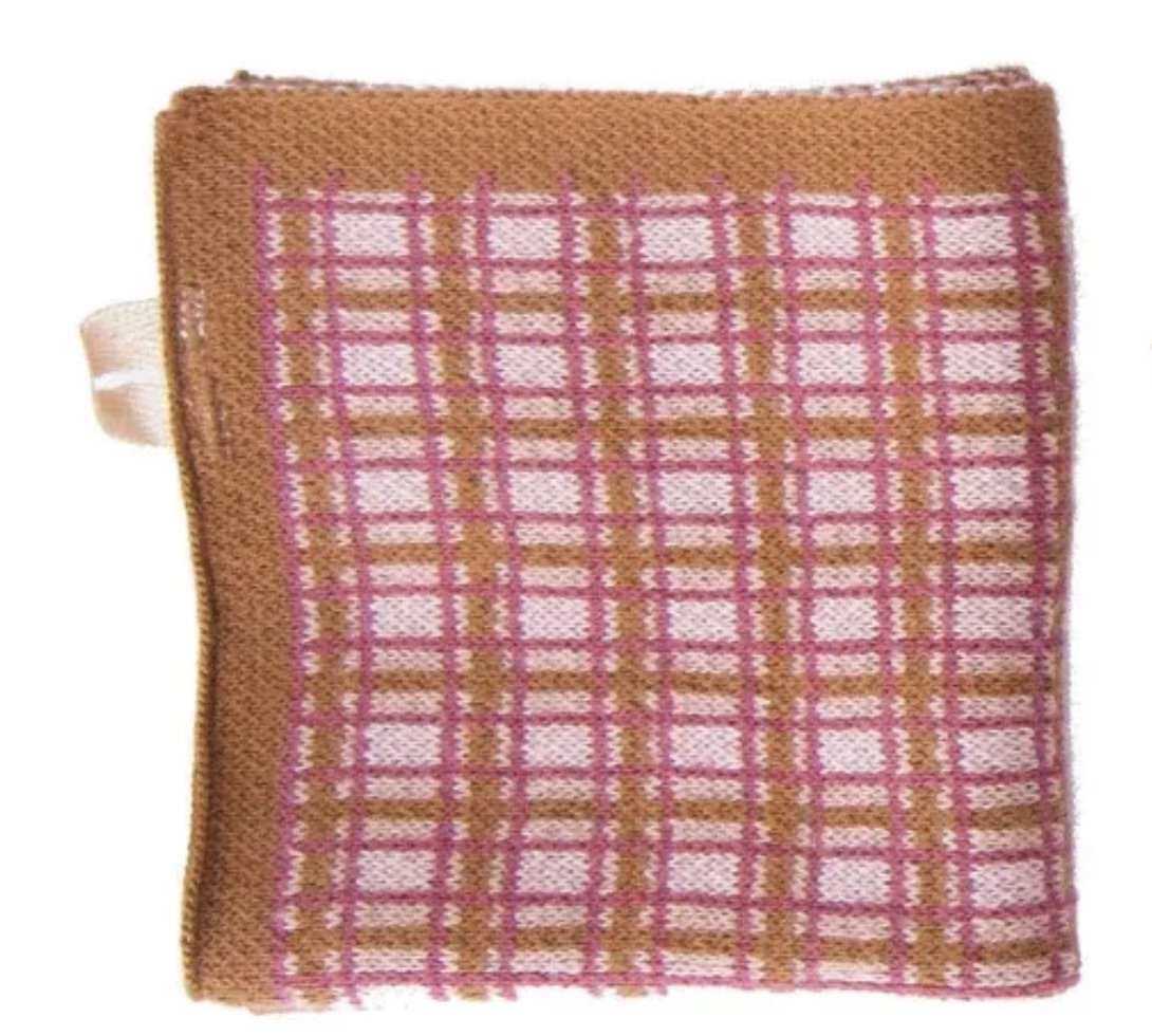 Cotton Knit Dish Cloth w/ Pattern & Loop