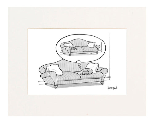 Cat on a couch dreaming about being on the other side of the couch.