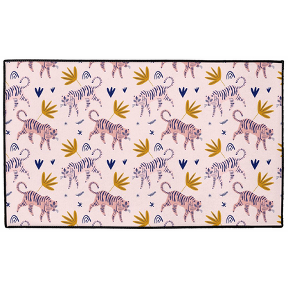 Crazy Tigers Indoor/Outdoor Floor Mat Pink