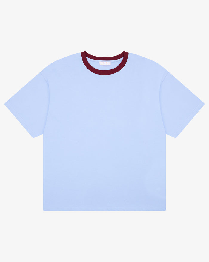 Crop Boxy Tee - Cornflower / Burgundy
