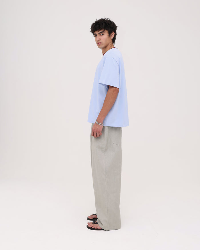 Crop Boxy Tee - Cornflower / Burgundy