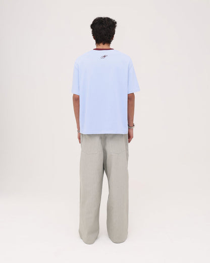 Crop Boxy Tee - Cornflower / Burgundy
