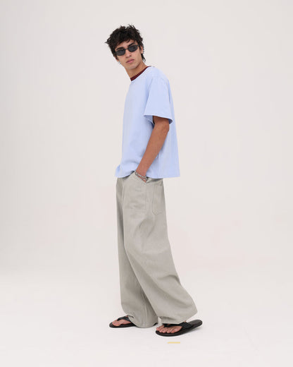 Crop Boxy Tee - Cornflower / Burgundy
