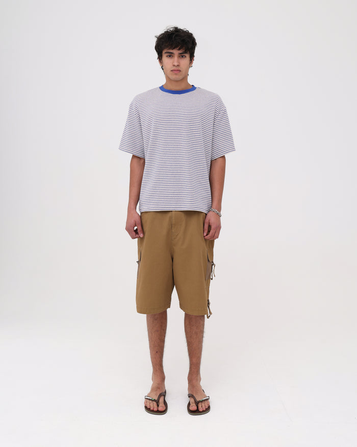 Crop Boxy Tee - Oat / Blue