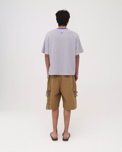 Crop Boxy Tee - Oat / Blue