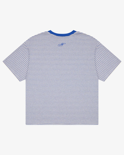 Crop Boxy Tee - Oat / Blue