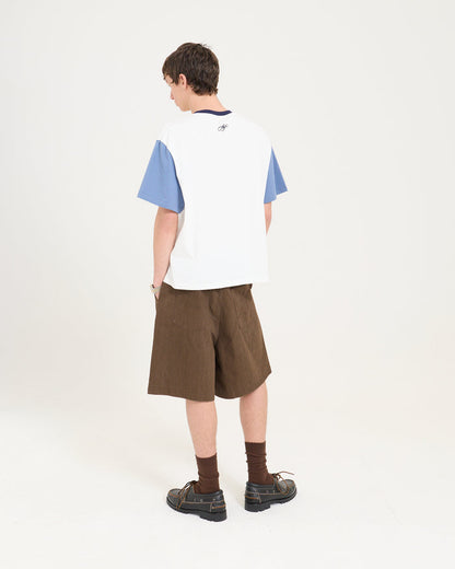 Crop Boxy Tee - Off White/Steel Blue