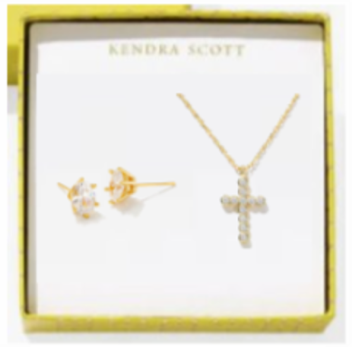 Cross Crystal and Cailin Crystal Gift Set Silver White CZ