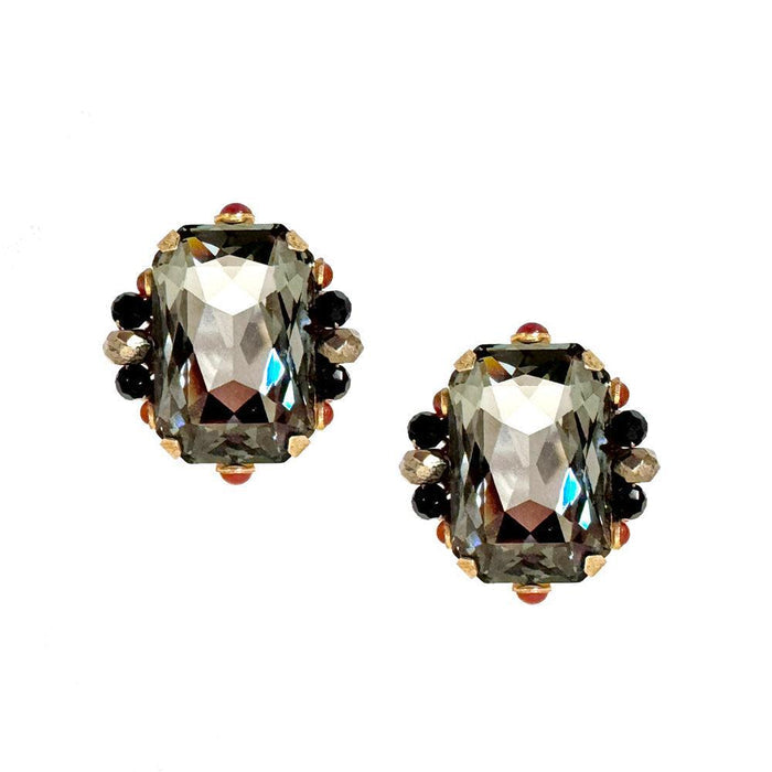Crystal Button Clip Earring-Miriam Haskell-Swag Designer Jewelry