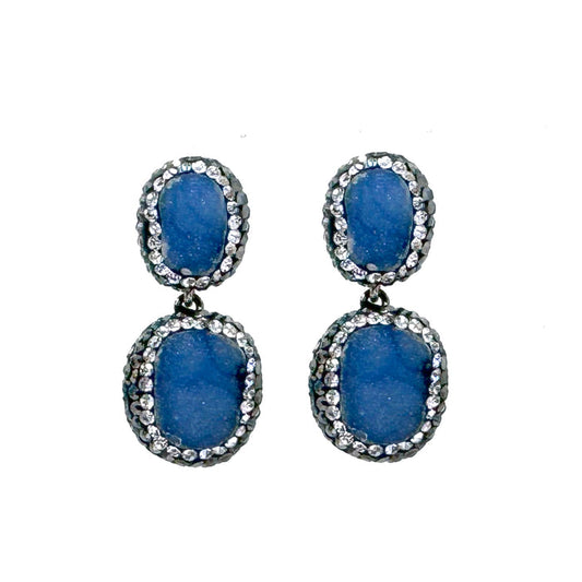 Crystal Drop Earrings in Lapis-Theia Jewelry-Swag Designer Jewelry