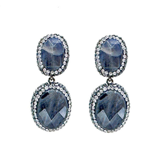 Crystal Tear Drop Earrings in Jet-Theia Jewelry-Swag Designer Jewelry
