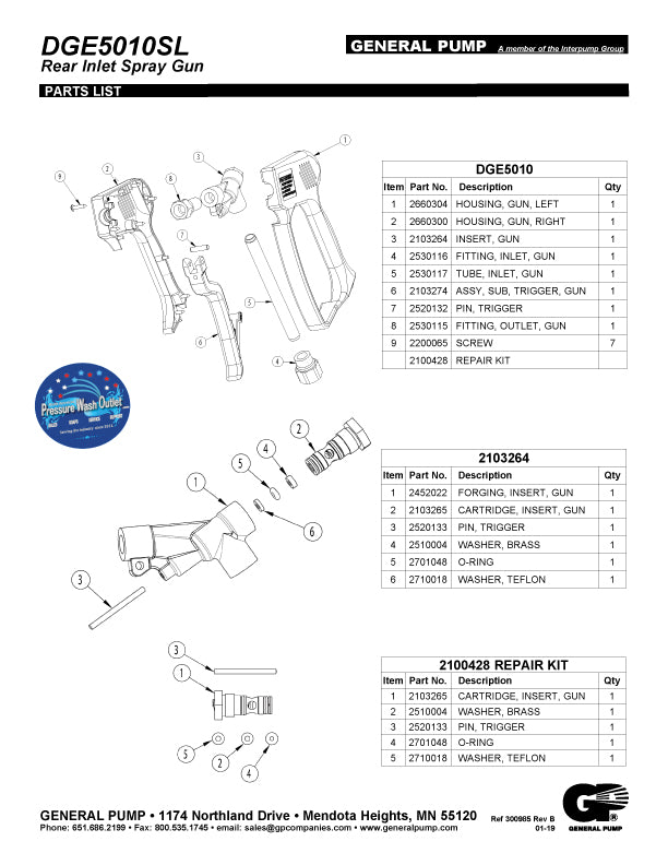 DGE5010SL TRIGGER GUN WITH SPRING LOADED TRIGGER LOCK by GP (7041.01)