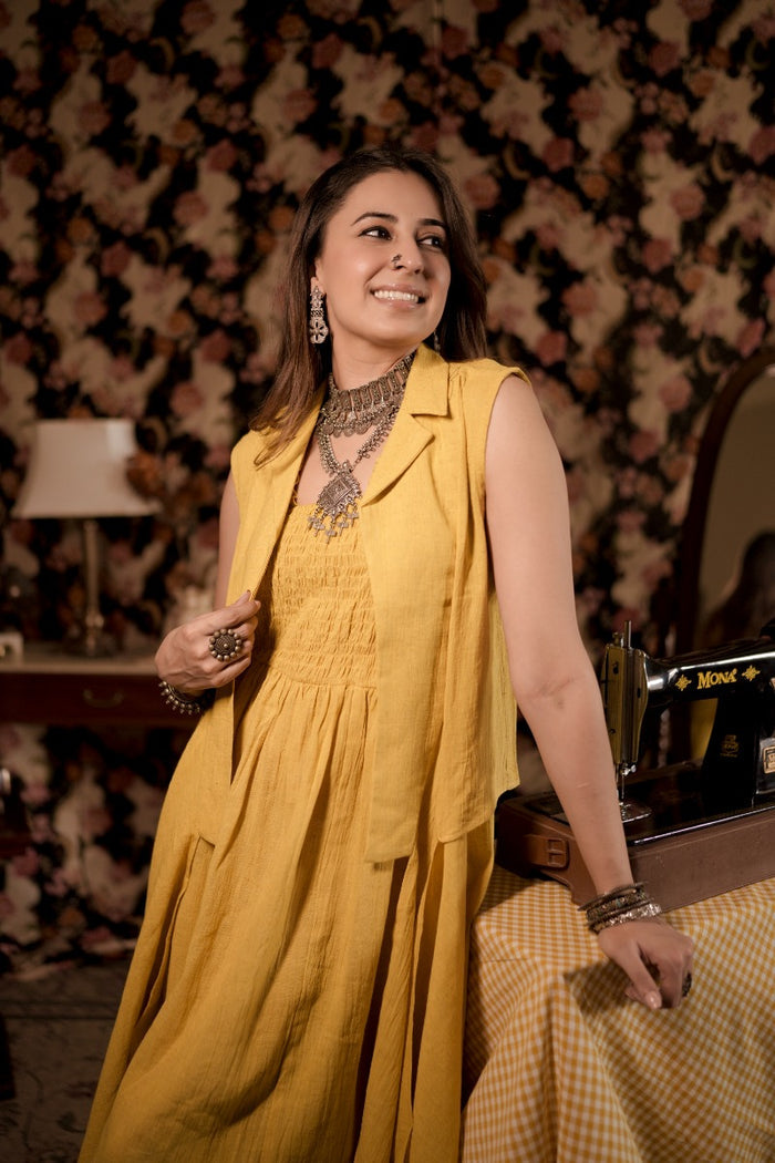 Dhadak Yellow Linen Dress
