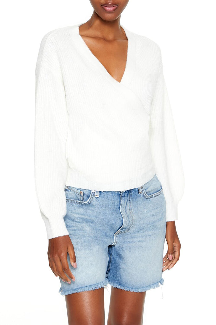 Drop-Sleeve Wrap Sweater
