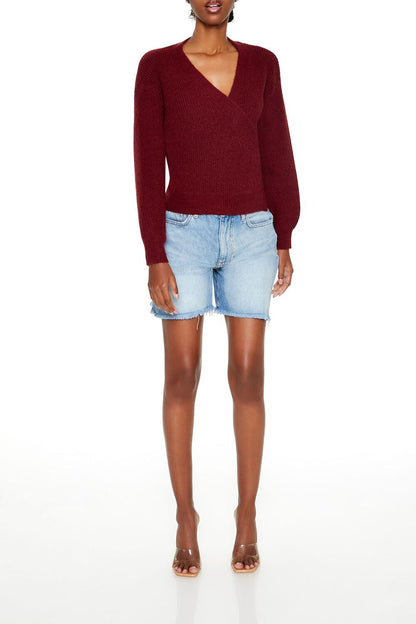 Drop-Sleeve Wrap Sweater