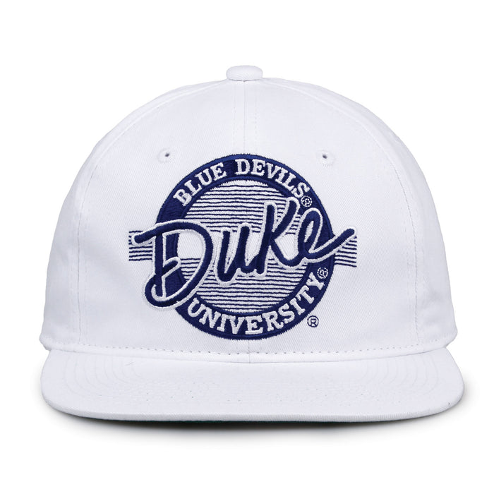 Duke Retro Circle snapback hat in white, front view
