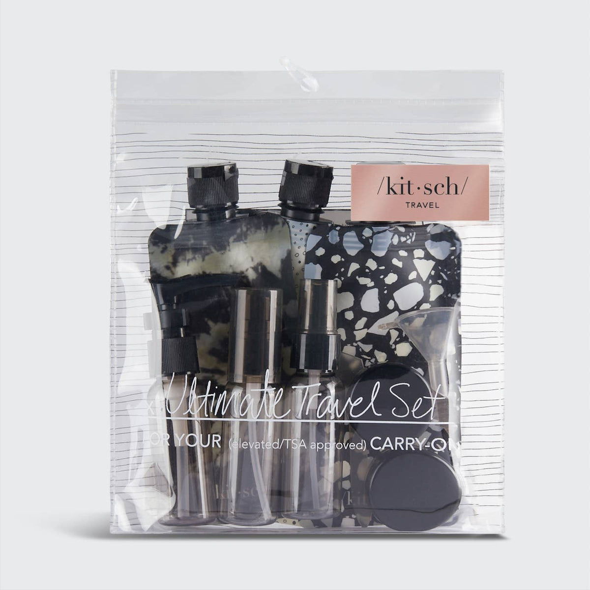 KITSCH - Travel Bottles For Toiletries 11 Pack - Black & Ivory