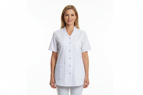 Elegant hvid tunika med god pasform fra Nybo Workwear
