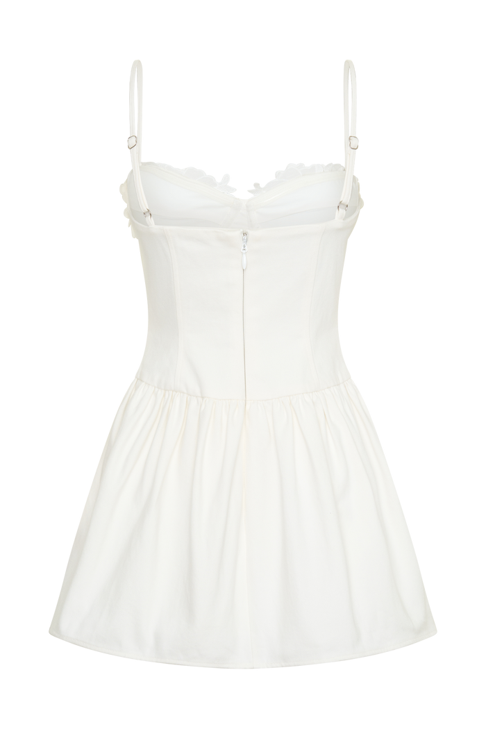 Emary Applique Denim Bustier Mini Dress - White