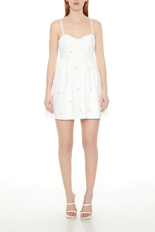 Embroidered Floral Bustier Mini Dress