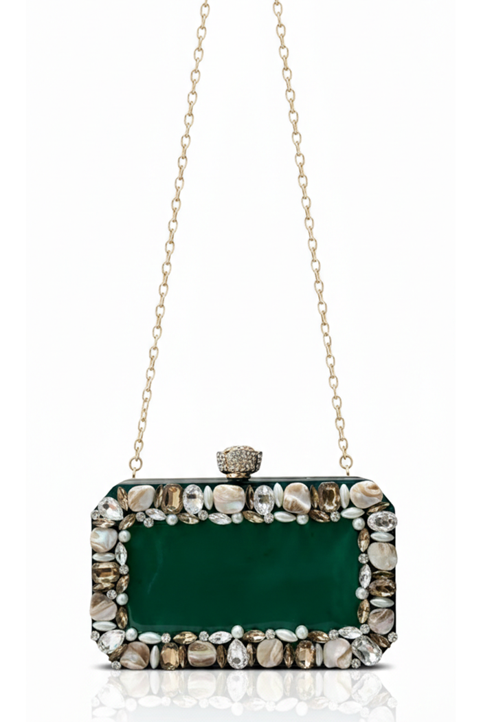 Emerald Aura Resin Clutch