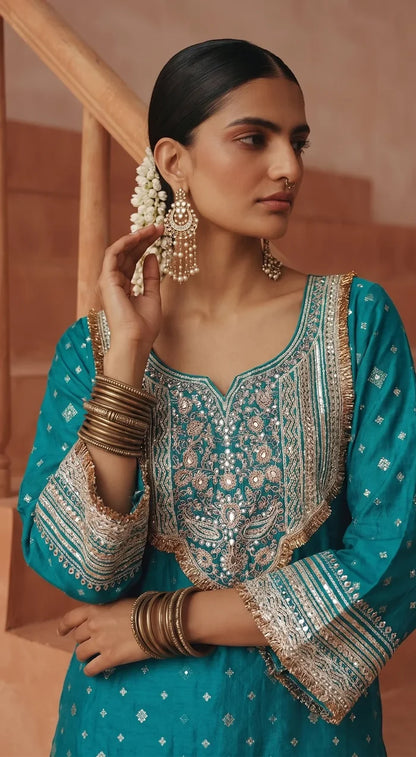 Emerald Rogue Sharara Set