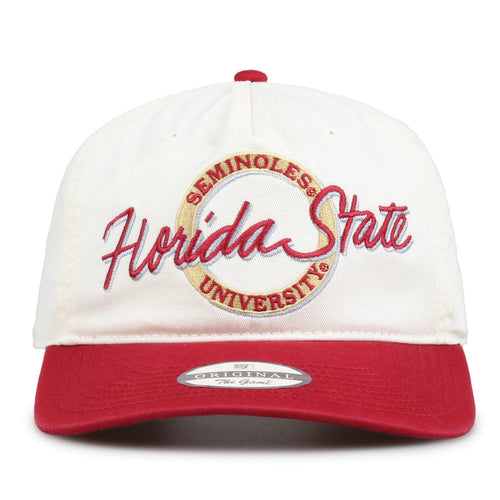 Florida State Original Circle snapback hat with embroidered school design, front view