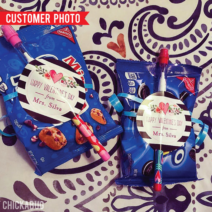 Flowers and Stripes Valentine's Day Stickers