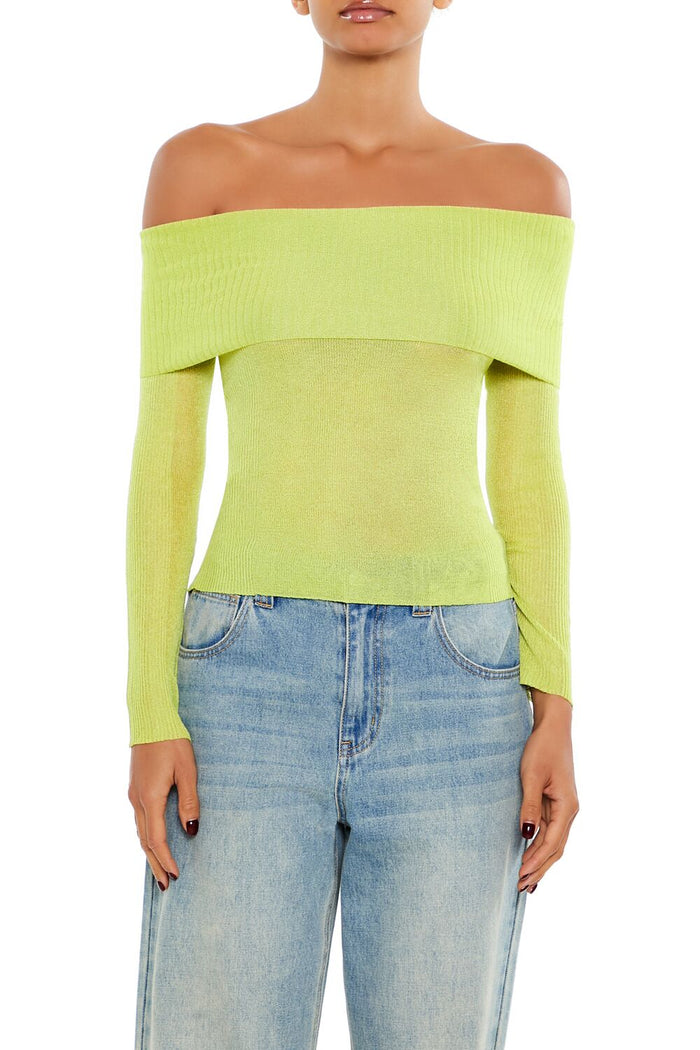 Foldover Off-the-Shoulder Sweater