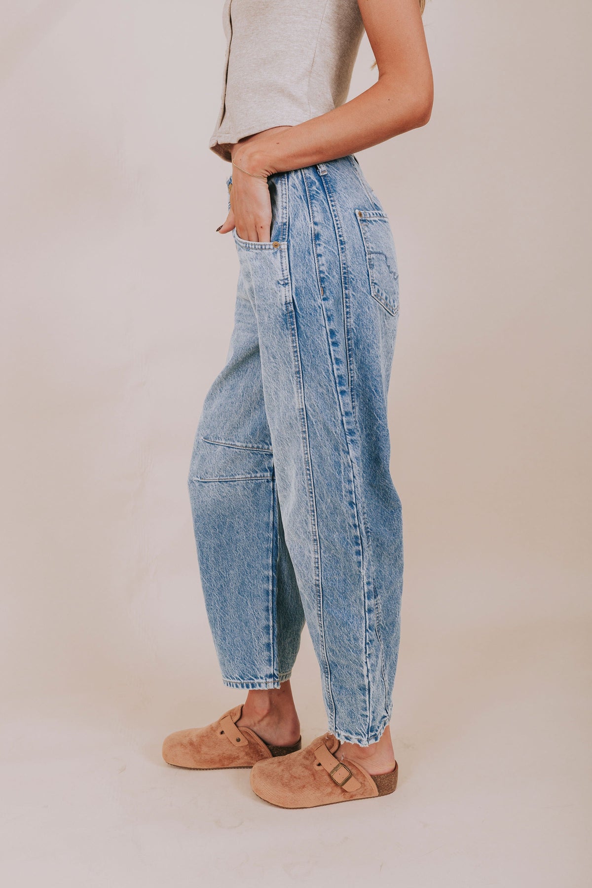 FREE PEOPLE - Good Luck Mid-Rise Barrel Jeans - 7 Colors!