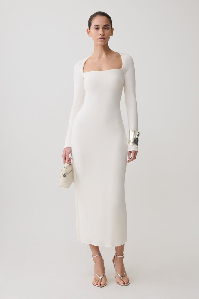 Freja Long Sleeve Midi Dress - White