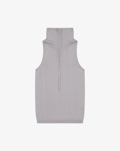 Funnel Neck Knit Top - Grey