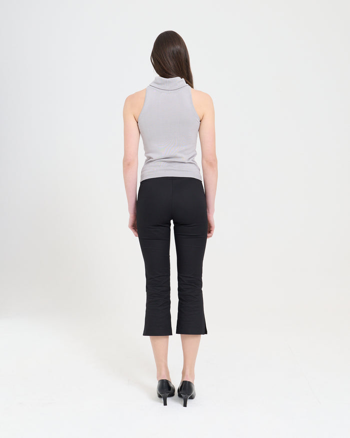Funnel Neck Knit Top - Grey