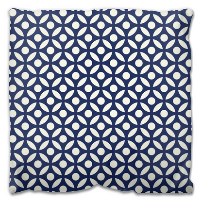 Geometric Circles Outdoor Pillows Navy Blue & White