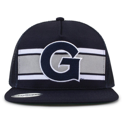 Georgetown University Class of '92 trucker hat, front view with embroidered logo and stripes