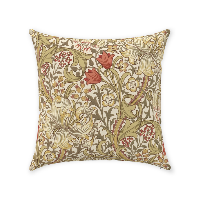 Golden Lily Cotton Throw Pillows William Morris Biscuit Brick