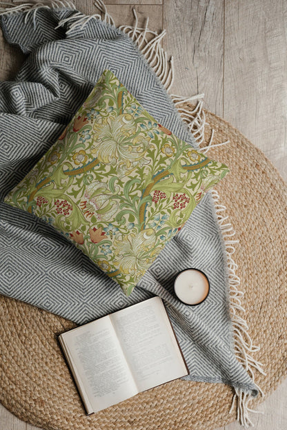 Golden Lily Cotton Throw Pillows William Morris Green