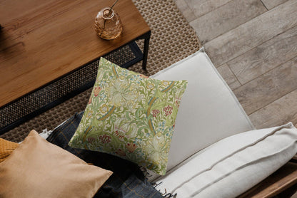Golden Lily Outdoor Pillow William Morris Green