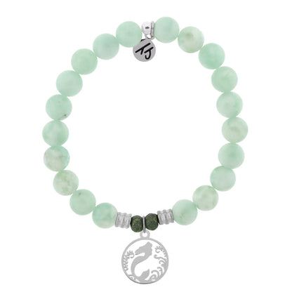 Green Angelite Bracelet with Mermaid Sterling Silver Charm
