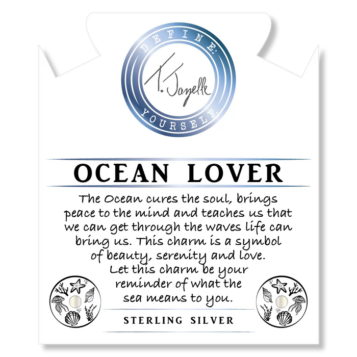 Green Angelite Bracelet with Ocean Lover Sterling Silver Charm