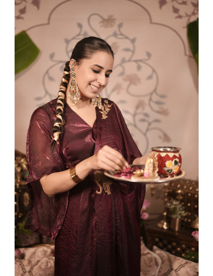Haathi red gown saree dress